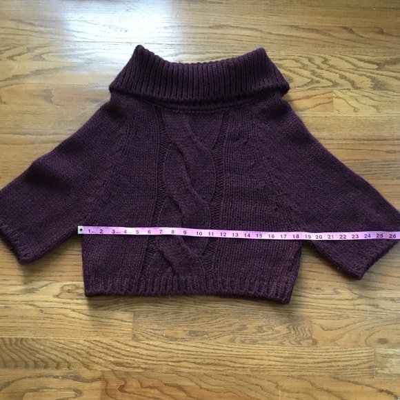 Skovhuus Virgin Wool Alpaca Blend Knit Cropped Burgundy Danish Elegant Sweater - Picture 6 of 7